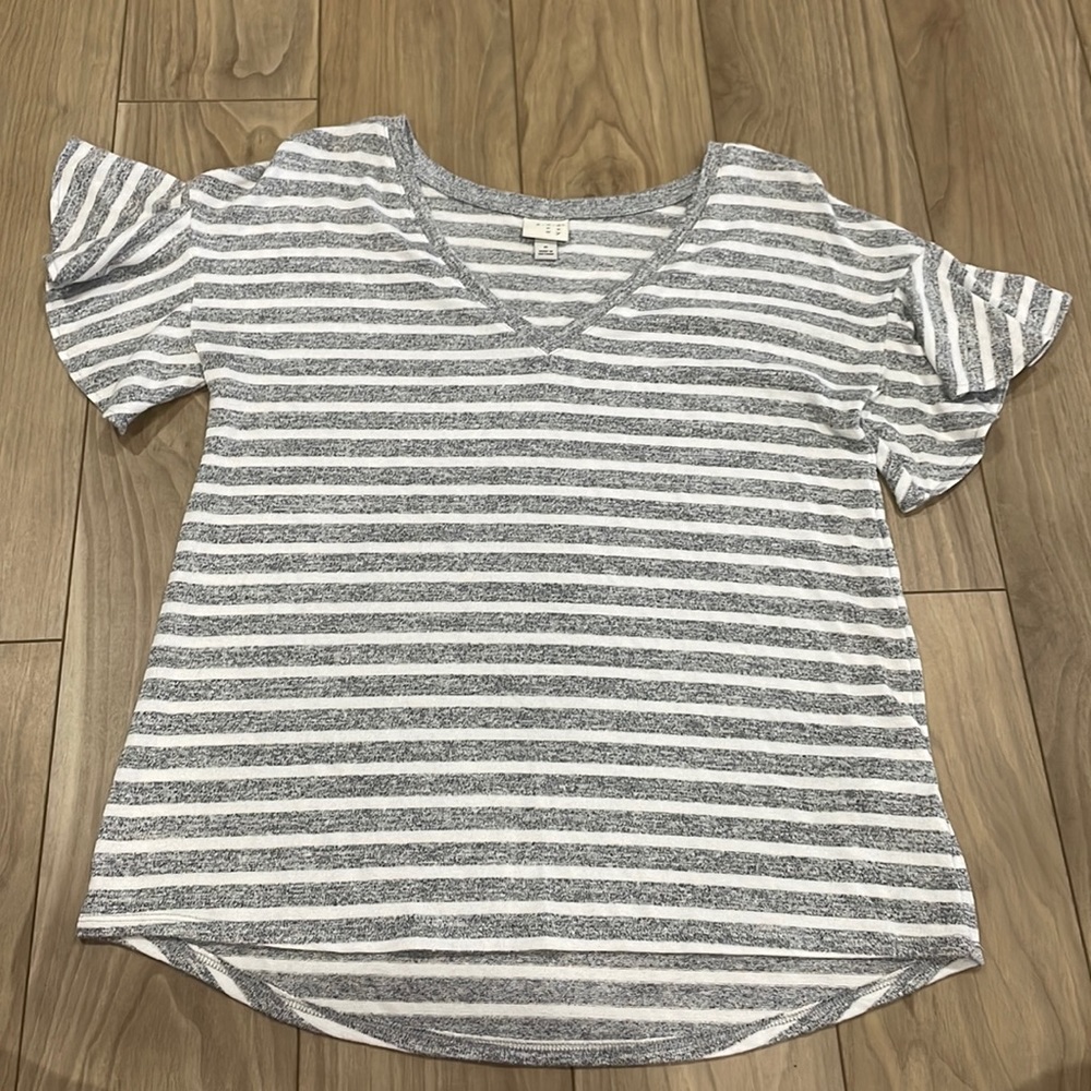 A new day stripped flutter sleeve v neck